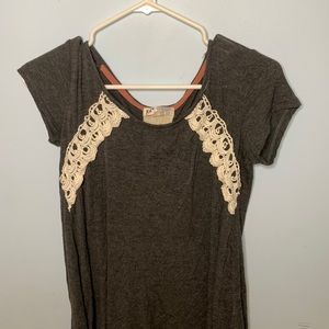 Grey Laced Back Top